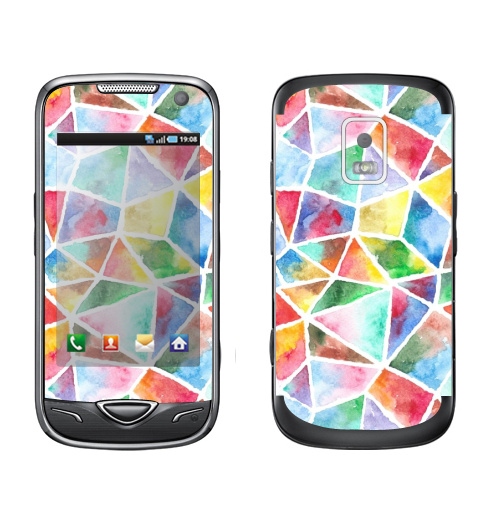 Наклейка на Телефон Samsung B7722 Акварельная мозаика,  купить в Москве – интернет-магазин Allskins, акварель, мозаика, живопись, яркий, кусочки, текстура