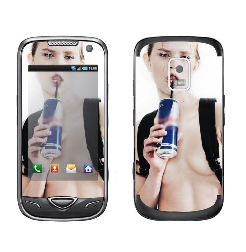 Наклейка на Телефон Samsung B7722 Девочка с трубочкой,  купить в Москве – интернет-магазин Allskins, модели, секс, фотография