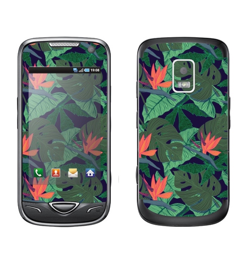 Наклейка на Телефон Samsung B7722 Тропический паттерн,  купить в Москве – интернет-магазин Allskins, сочный, монстера, птицы, рай, цветы, текстура, паттерн, джунгли, тропики