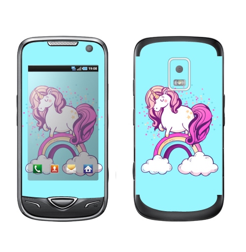 Наклейка на Телефон Samsung B7722 Единорог на радуге ,  купить в Москве – интернет-магазин Allskins, милые животные, единорог, радуга, конфетти, салют, магия, мило, лошадь, животные, детские
