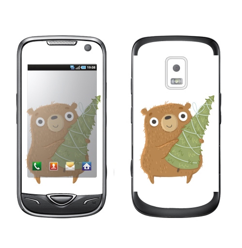 Наклейка на Телефон Samsung B7722 Новогодний Мишка,  купить в Москве – интернет-магазин Allskins, медведь, новый год, персонажи, детские
