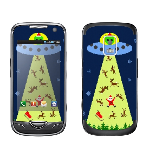 Наклейка на Телефон Samsung B7722 Похищение Санта Клауса,  купить в Москве – интернет-магазин Allskins, инопланетяне, космос, свитер, снег, олень, Санта_Клаус, новый год