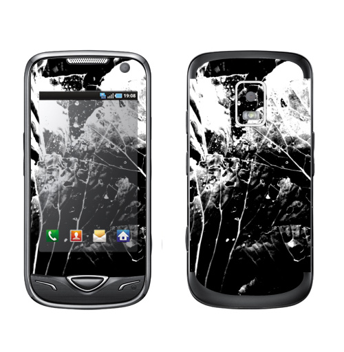 Наклейка на Телефон Samsung B7722 Растительное,  купить в Москве – интернет-магазин Allskins, черно-белое, лесной, природа, листья, Темная, черный, графика, растительный, растение