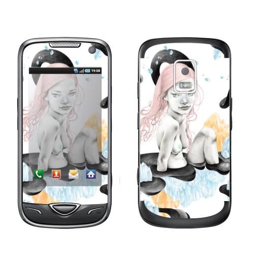 Наклейка на Телефон Samsung B7722 Кристальная,  купить в Москве – интернет-магазин Allskins, горный, кристальный, красота, волосы, девушка, кристалл, грудь, розовые