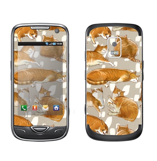 Наклейка на Телефон Samsung B7722 Паттерн с рыжими котами,  купить в Москве – интернет-магазин Allskins, кошка, паттерн, животные, забавный, детские, рыжая