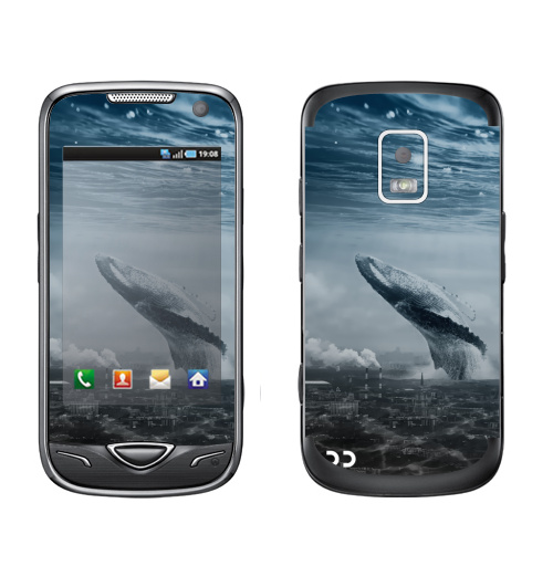 Наклейка на Телефон Samsung B7722 Кит в мегаполисе,  купить в Москве – интернет-магазин Allskins, мегаполис, киты, эвентумпремо, футуризм, будущее