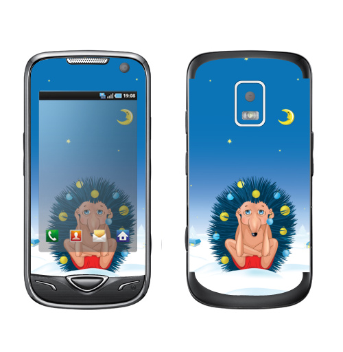 Наклейка на Телефон Samsung B7722 Йогаёжиковая ёлка,  купить в Москве – интернет-магазин Allskins, прикол, зима, гики, ёлочные, новый год, ежик