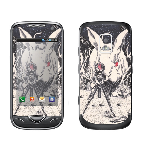 Наклейка на Телефон Samsung B7722 Злая Зая,  купить в Москве – интернет-магазин Allskins, кролики, зайяц, злой_пушистик, пушистый, хэллоуин