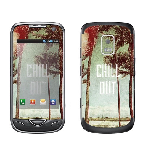 Наклейка на Телефон Samsung B7722 Chil! Out,  купить в Москве – интернет-магазин Allskins, винтаж, лето, природа, пальмы, текстура, чилл