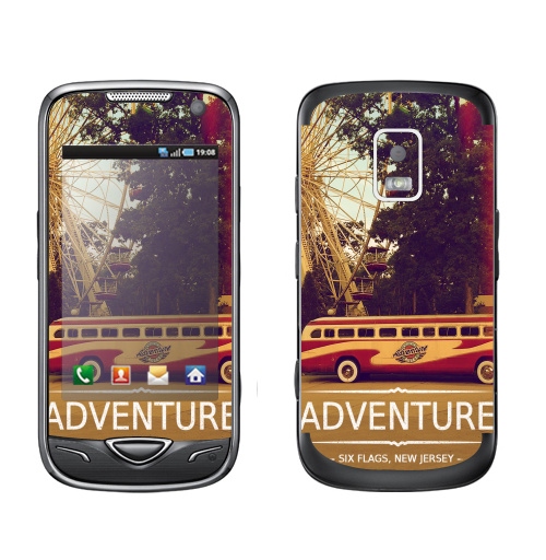 Наклейка на Телефон Samsung B7722 Adventure,  купить в Москве – интернет-магазин Allskins, надписи на английском, типографика, автомобиль, NY, приключения, природа, текстура, джерси, Америка