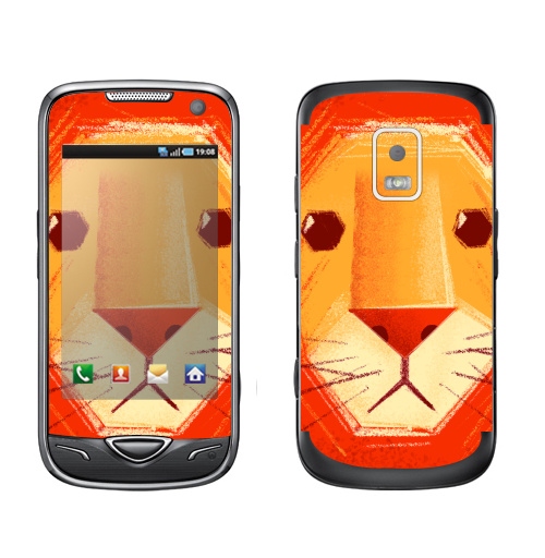 Наклейка на Телефон Samsung B7722 Грустный лев,  купить в Москве – интернет-магазин Allskins, милые животные, детские, животные, любовь, желтый, лето, оранжевый, печаль, король, грустные, печальный
