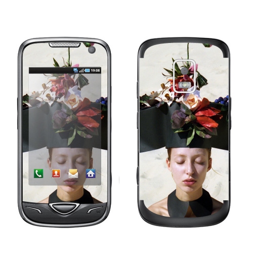 Наклейка на Телефон Samsung B7722 Цветочница,  купить в Москве – интернет-магазин Allskins, фотография, отдых, девушка, красота, цветы, сюрреализм