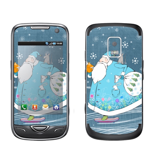 Наклейка на Телефон Samsung B7722 Дед Мороз на скейте,  купить в Москве – интернет-магазин Allskins, новый год, зима, мороз, дед, детские