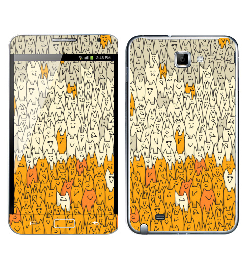 Наклейка на Телефон Samsung Galaxy Note Лисья семейка,  купить в Москве – интернет-магазин Allskins, милые животные, зверушки, природа, животные, дудлы, паттерн, лиса