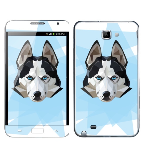 Наклейка на Телефон Samsung Galaxy Note Хаски лед,  купить в Москве – интернет-магазин Allskins, 300 Лучших работ, хаски, полигоны, собаки, животные, графика