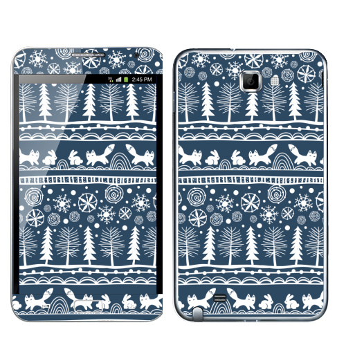 Наклейка на Телефон Samsung Galaxy Note Зимний лес,  купить в Москве – интернет-магазин Allskins, зима, лиса, лес, деревья, заяц, забавный, паттерн, снег