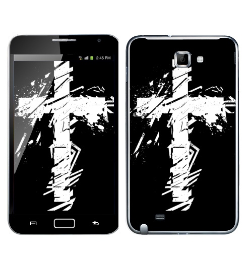 Наклейка на Телефон Samsung Galaxy Note Крест во всю грудь,  купить в Москве – интернет-магазин Allskins, черно-белое, татуировки, гранж, крест, христианство, святое, черный