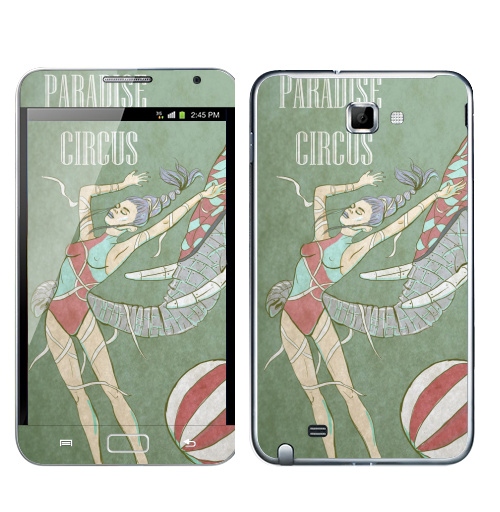 Наклейка на Телефон Samsung Galaxy Note Райский цирк,  купить в Москве – интернет-магазин Allskins, цирк, слоны, девушка, акробат, футбол, фантастика