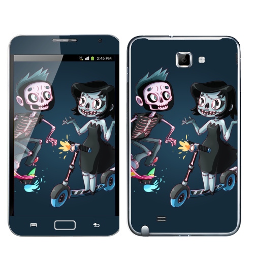 Наклейка на Телефон Samsung Galaxy Note АНДЕД ХИПСТЕРЫ,  купить в Москве – интернет-магазин Allskins, мертвый, мертвец, зомби, девушка, скелет, скейтборд, самокат, спорт, панк