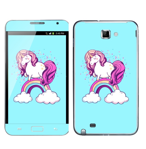 Наклейка на Телефон Samsung Galaxy Note Единорог на радуге ,  купить в Москве – интернет-магазин Allskins, милые животные, единорог, радуга, конфетти, салют, магия, мило, лошадь, животные, детские