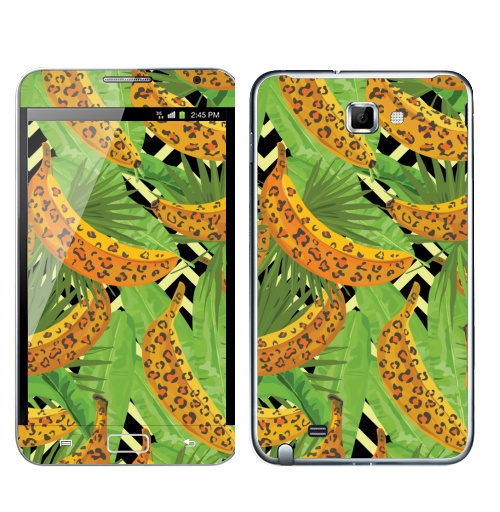 Наклейка на Телефон Samsung Galaxy Note Паттерн с банами,  купить в Москве – интернет-магазин Allskins, зеленый, текстура, хищник, джунгли, листья, тропики, паттерн, леопард, банан