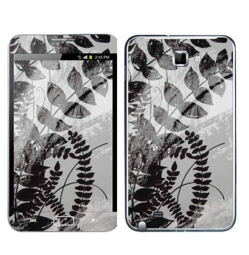 Наклейка на Телефон Samsung Galaxy Note Растения,  купить в Москве – интернет-магазин Allskins, черно-белое, растение, растительный, серый, черный, белый, графика