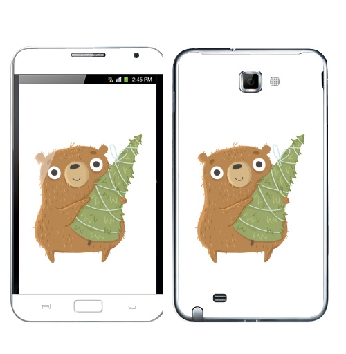 Наклейка на Телефон Samsung Galaxy Note Новогодний Мишка,  купить в Москве – интернет-магазин Allskins, медведь, новый год, персонажи, детские