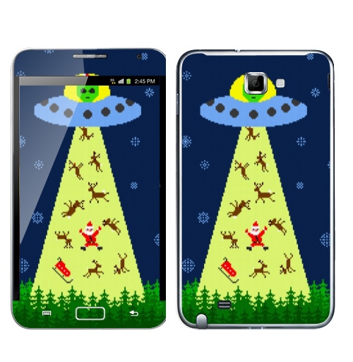 Наклейка на Телефон Samsung Galaxy Note Похищение Санта Клауса,  купить в Москве – интернет-магазин Allskins, инопланетяне, космос, свитер, снег, олень, Санта_Клаус, новый год
