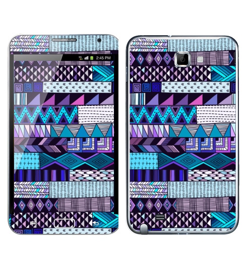 Наклейка на Телефон Samsung Galaxy Note Полосатый узор. Синие тона,  купить в Москве – интернет-магазин Allskins, полоска, паттерн, дудлы, геометрия, розовый, синий, полосатый, графика