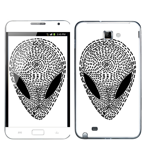 Наклейка на Телефон Samsung Galaxy Note УФО БЛЭК,  купить в Москве – интернет-магазин Allskins, одноцветный, инопланетяне, графика, космос, черно-белое
