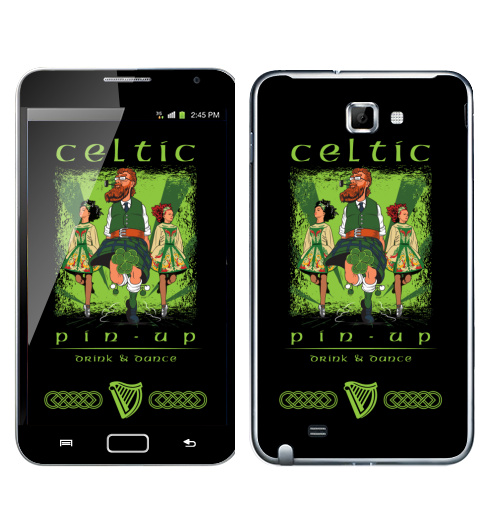Наклейка на Телефон Samsung Galaxy Note Кельтский пинап,  купить в Москве – интернет-магазин Allskins, сарказм, персонажи, девушка, алкоголь, пикник, танцы, Ирландия, кельт