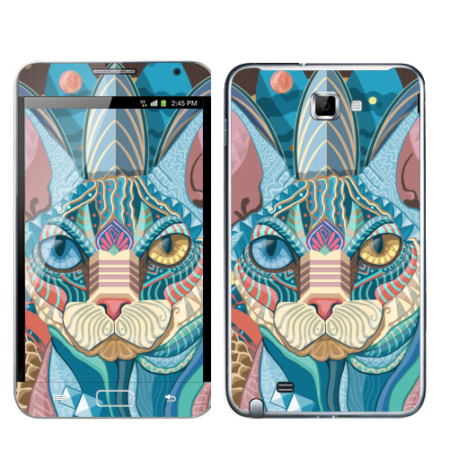 Наклейка на Телефон Samsung Galaxy Note Немного Мехикано Космо котЭ,  купить в Москве – интернет-магазин Allskins, милые животные, космос, оригинально, животные, графика, кошка, Сфинкс