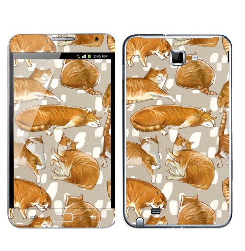 Наклейка на Телефон Samsung Galaxy Note Паттерн с рыжими котами,  купить в Москве – интернет-магазин Allskins, кошка, паттерн, животные, забавный, детские, рыжая