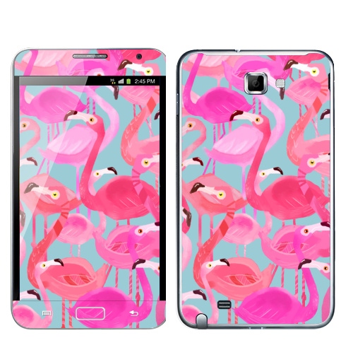 Наклейка на Телефон Samsung Galaxy Note Фламинго Серый фон,  купить в Москве – интернет-магазин Allskins, мило, птицы, фламинго, розовый, фуксия, сердце, тропики, лето, текстура, фауна