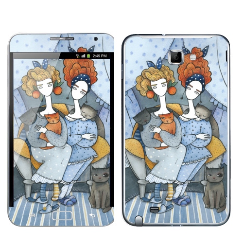 Наклейка на Телефон Samsung Galaxy Note Подруги  два,  купить в Москве – интернет-магазин Allskins, подарки, животные, зверушки, кошка, рыжая, блондинка, подружки