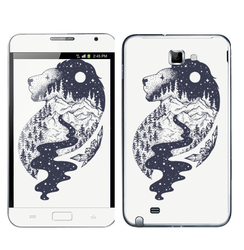 Наклейка на Телефон Samsung Galaxy Note Таинственный лев,  купить в Москве – интернет-магазин Allskins, лев, зодиак, лес, татту, ночь, луна, звезда, горы, река