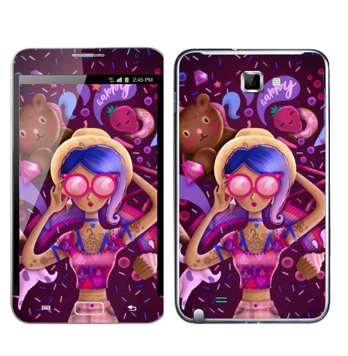 Наклейка на Телефон Samsung Galaxy Note Сладкий,  купить в Москве – интернет-магазин Allskins, сладости, татуировки, вкусный, мило, очки, девушка, розовый