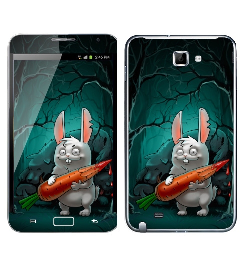 Наклейка на Телефон Samsung Galaxy Note Кролик с морковкой,  купить в Москве – интернет-магазин Allskins, морковка, кролики, волк, лес, ночь, страшно, кровь