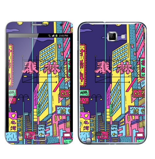 Наклейка на Телефон Samsung Galaxy Note Неоновый Китай,  купить в Москве – интернет-магазин Allskins, город, Китай, азия, розовый, вывески, огни, неон, ночь