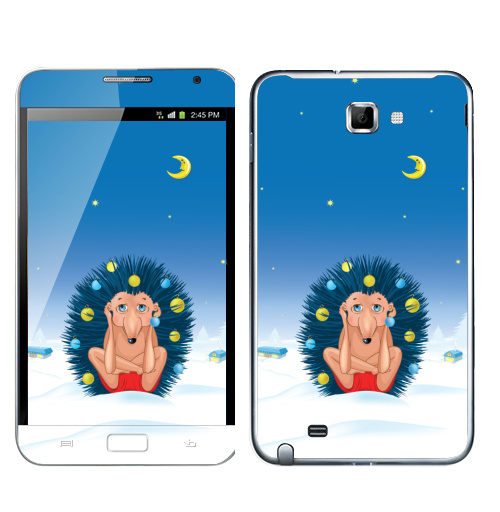 Наклейка на Телефон Samsung Galaxy Note Йогаёжиковая ёлка,  купить в Москве – интернет-магазин Allskins, прикол, зима, гики, ёлочные, новый год, ежик