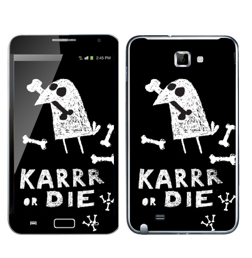 Наклейка на Телефон Samsung Galaxy Note Deadcrow,  купить в Москве – интернет-магазин Allskins, надписи, графика, ворона, кости, птицы, скелет, хэллоуин, череп, черно-белое, черный, надписи на английском, 300 Лучших работ