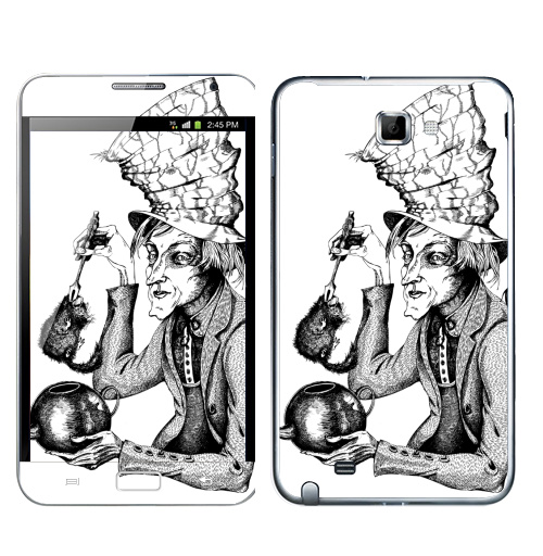 Наклейка на Телефон Samsung Galaxy Note Сможет ли Соня жить в чайнике?,  купить в Москве – интернет-магазин Allskins, Алиса в стране чудес, графика, шляпа, чай и кофе