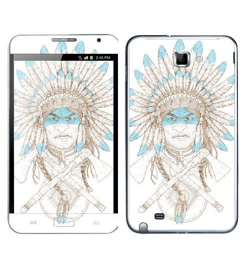 Наклейка на Телефон Samsung Galaxy Note Томагавк войны,  купить в Москве – интернет-магазин Allskins, белый, мужик, военные, топор, индеец, голубой, 300 Лучших работ