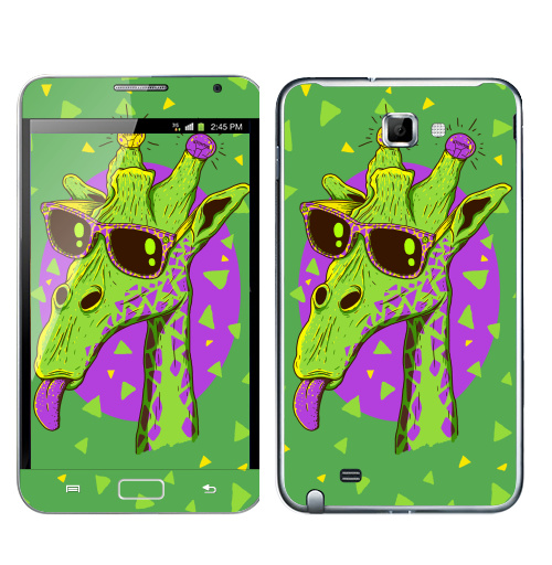 Наклейка на Телефон Samsung Galaxy Note Жирафео,  купить в Москве – интернет-магазин Allskins, фиолетовый, животные, лампа, лето, очки, хипстер, Эцилопп, зеленый, 300 Лучших работ, милые животные