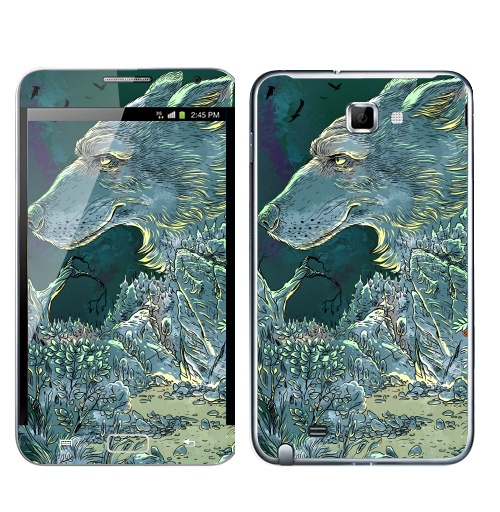 Наклейка на Телефон Samsung Galaxy Note Волчок,  купить в Москве – интернет-магазин Allskins, крутые животные, собаки, лес, волк, 300 Лучших работ, милые животные