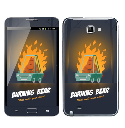 Наклейка на Телефон Samsung Galaxy Note Горящий медведь,  купить в Москве – интернет-магазин Allskins, надписи на английском, типографика, животные, огонь, любовь, надписи, автомобиль, графика, лес, медведь, для влюбленных