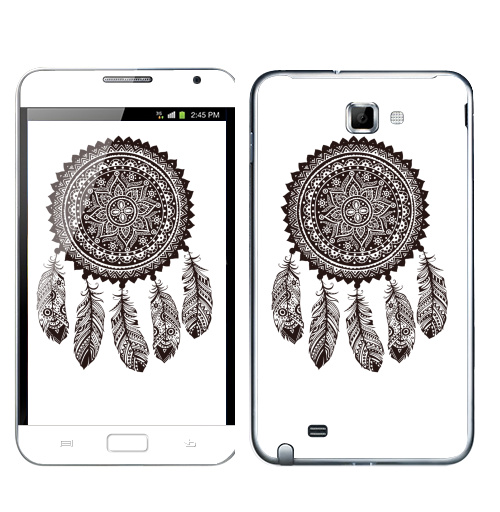Наклейка на Телефон Samsung Galaxy Note Ловец снов 2,  купить в Москве – интернет-магазин Allskins, снов, ловец, черно-белое, этно, хиппи, паттерн, индия, индеец, коричневый