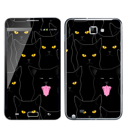 Наклейка на Телефон Samsung Galaxy Note Котики detected,  купить в Москве – интернет-магазин Allskins, кошка, глаз, графика, улыбка, животные, 300 Лучших работ