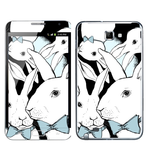 Наклейка на Телефон Samsung Galaxy Note Boys Bunny,  купить в Москве – интернет-магазин Allskins, заяц, бабочки, зима