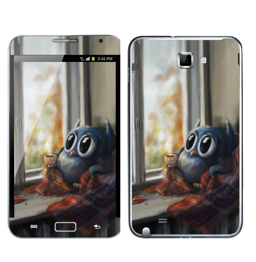 Наклейка на Телефон Samsung Galaxy Note Vanilla Owl,  купить в Москве – интернет-магазин Allskins, ваниль, хипстер, сова, птицы, осень, графика, любовь, тренд, 300 Лучших работ